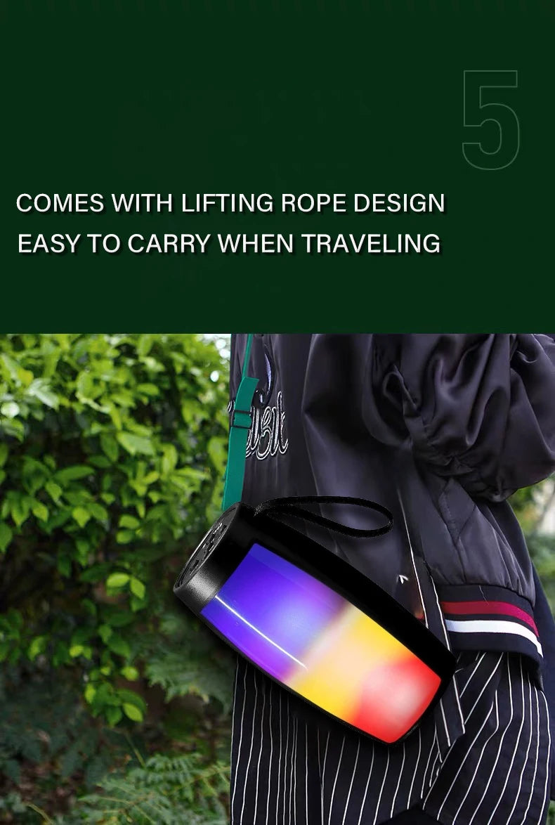 1PC RGB Colorful Lights Wireless Bluetooth Speaker With LED Light Portable Outdoor Stereo Supports TF And U Disk Expansion