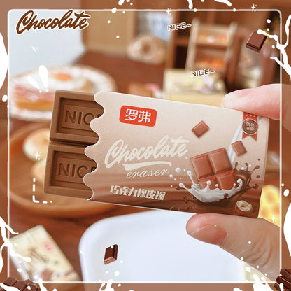 school teacher gift back to school supplies Aesthetic cute stationery Kawaii object funny erasers Chocolate rubber cute things