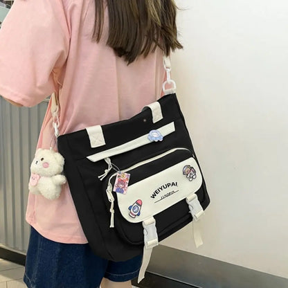 Portable Ins Students School Bags Large Capacity Bear High School Backpacks Multi Pockets Cartoon Teenage Shoulder Bags Girl