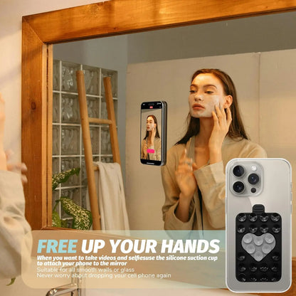 Heart Shape Double Sided Phone Suction Holder, Multi-Purpose Silicone Suction Cup Phone Mount Phone Case Sticky Phone Grip