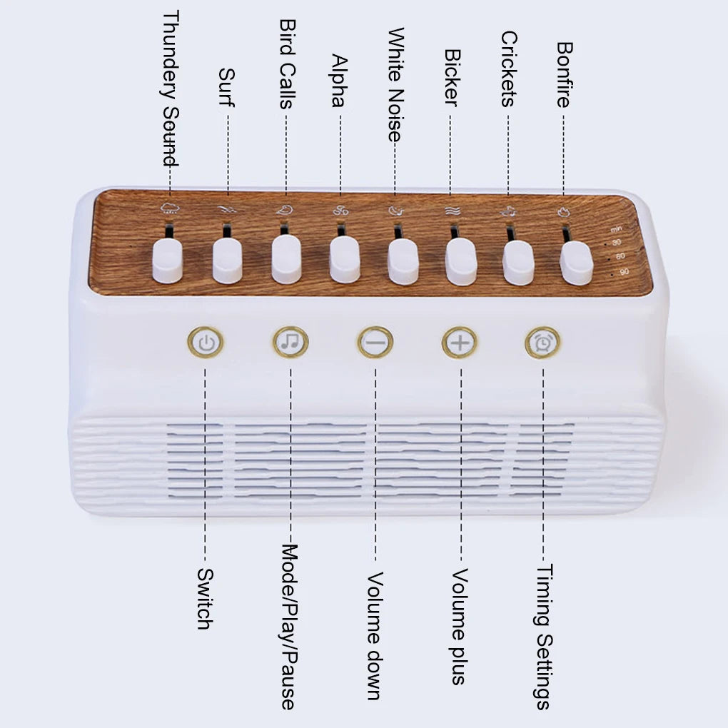 Wireless Bluetooth Speaker Noise Timed Natural Sounds Music Box Improve Sleep Rain Sea Waves Bird Thunder Relax Reduce Stress