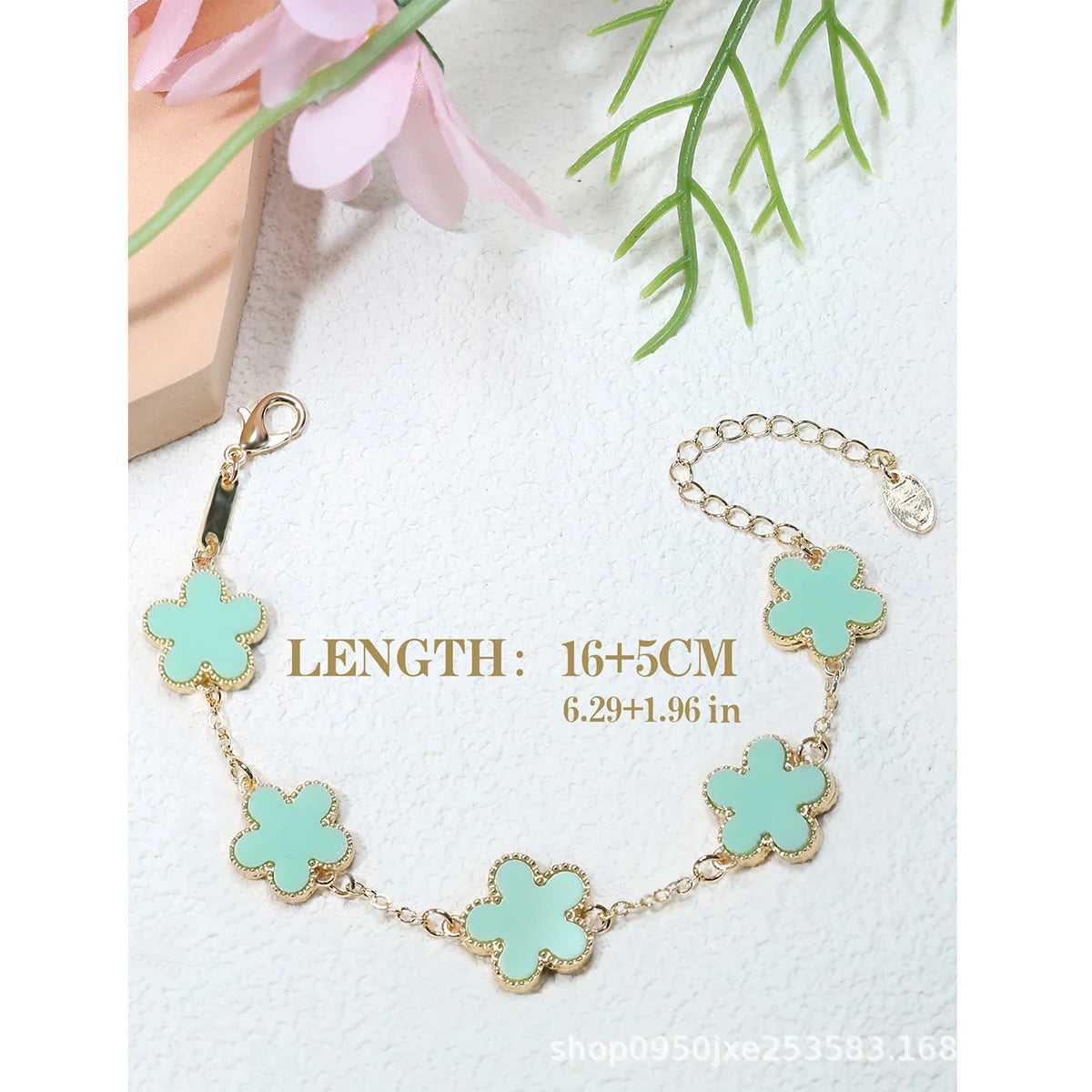 Fashion Double Sided Plant Five Leaf Plum Blossom Charm Bracelets For Women Girl Waterproof Clover Jewelry Gifts Best Friends