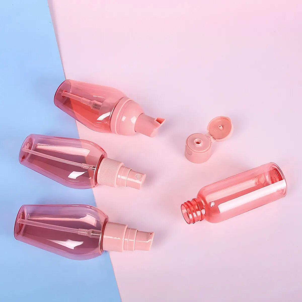 10pcs Travel Bottles Toiletry Kit Leak Proof Portable Set, Red Clear Flight Size Cosmetic Containers for Lotion,Shampoo