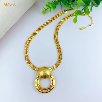 Fashion Women Jewelry Set for Accessories 24k Gold Color Round Necklace and Earrings Set for Engagement Party Dubai Wedding