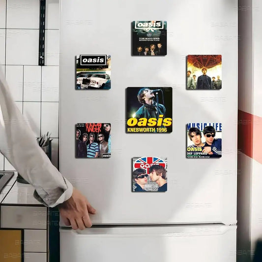 Rock O-Oasis Band  Fridge Magnet Photo Personalized For Office Family Kitchen Refrigerator Friends Gift Holiday Decor