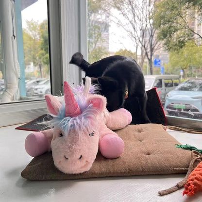 PETFULED Unicorn Heartbeat Dog Toys Plush Toys Comfort Puppy Toys Stress Reducing Sleep Aid Crate Toys, Durable Chew Toys for Do