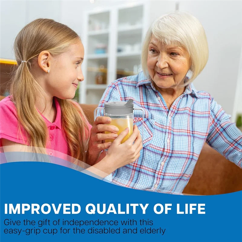 B84B-3 Pack 12Oz Adult Sippy Cup With Handles-Independence Sip Cups For Adults With Limited Mobility Handicap Cups