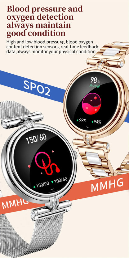 Ladies Smart Watch AK62 Women Bluetooth Call Custom Dial Steel Wristwatch Smartband Fitness Sports Tracker Smartwatches