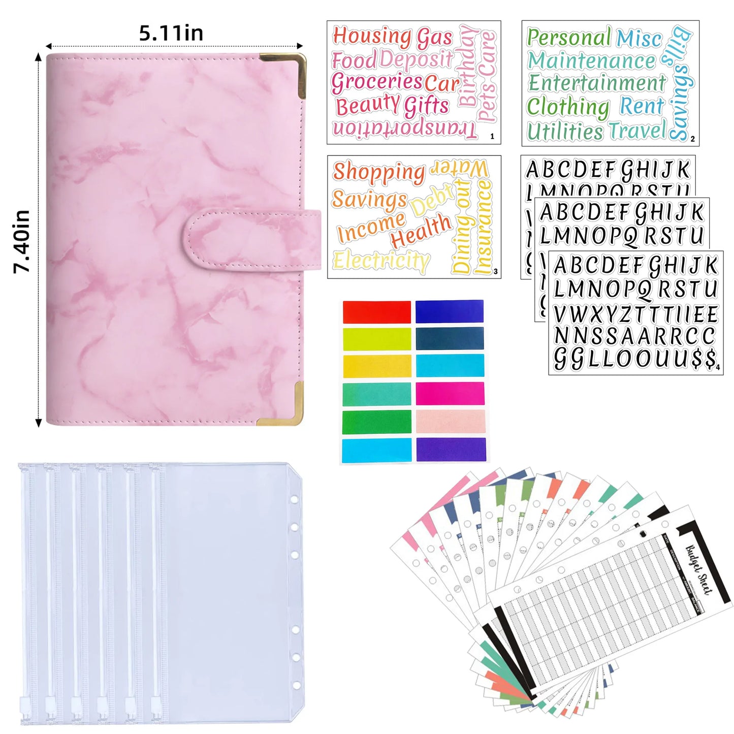 A6 Binder Cash Envelopes for Budgeting Money Organizer for Cash Money Envelopes for cash Leather A6 Binder with zipper