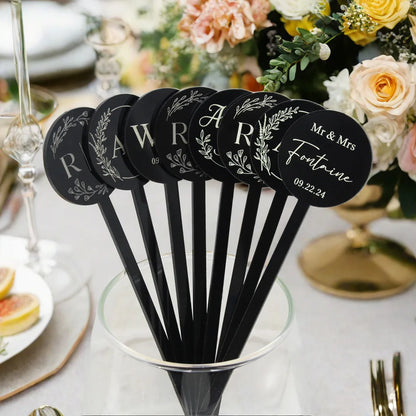 50pcs Personalized Acrylic Bachelorette Party Drink Stirrers, Birthday Swizzle Decoration, Wedding logo custom Cocktail Stirrers