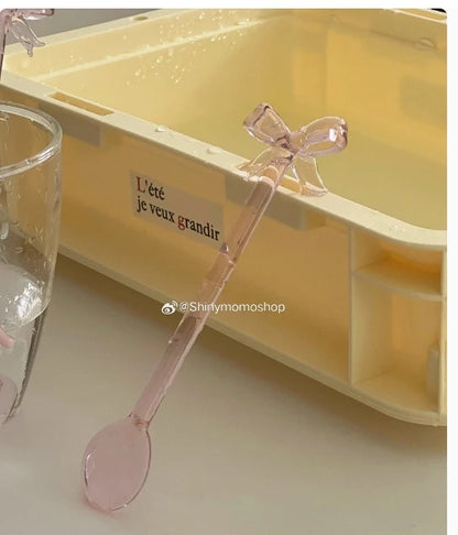 Calla Lily Animals Cartoon Bear Glass Spoon Dessert Spoon Coffee Glass Stir Spoon  Long Handle Spoon Yogurt Spoon