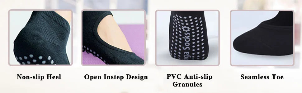 Yoga Socks Women Professional Pilates Socks Anti-Slip Breathable Backless Ankle Ladies Ballet Dance Sports Socks for Fitness Gym