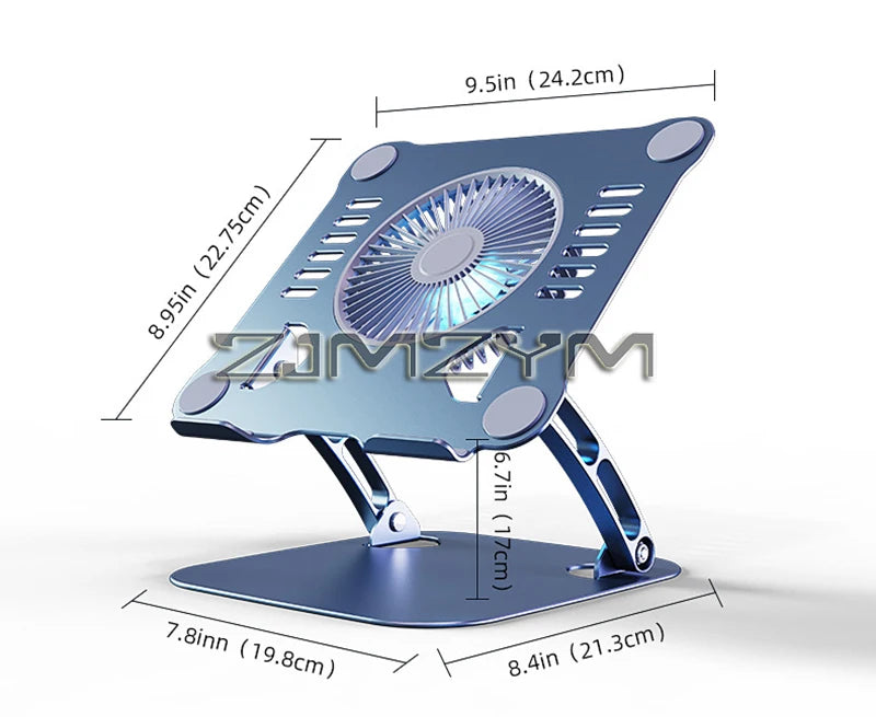 Aluminum Laptop Stand with Cooling Fan Ergonomic Notebook Foldable Cooler Laptop  Adjustable Aluminum Laptop Stand