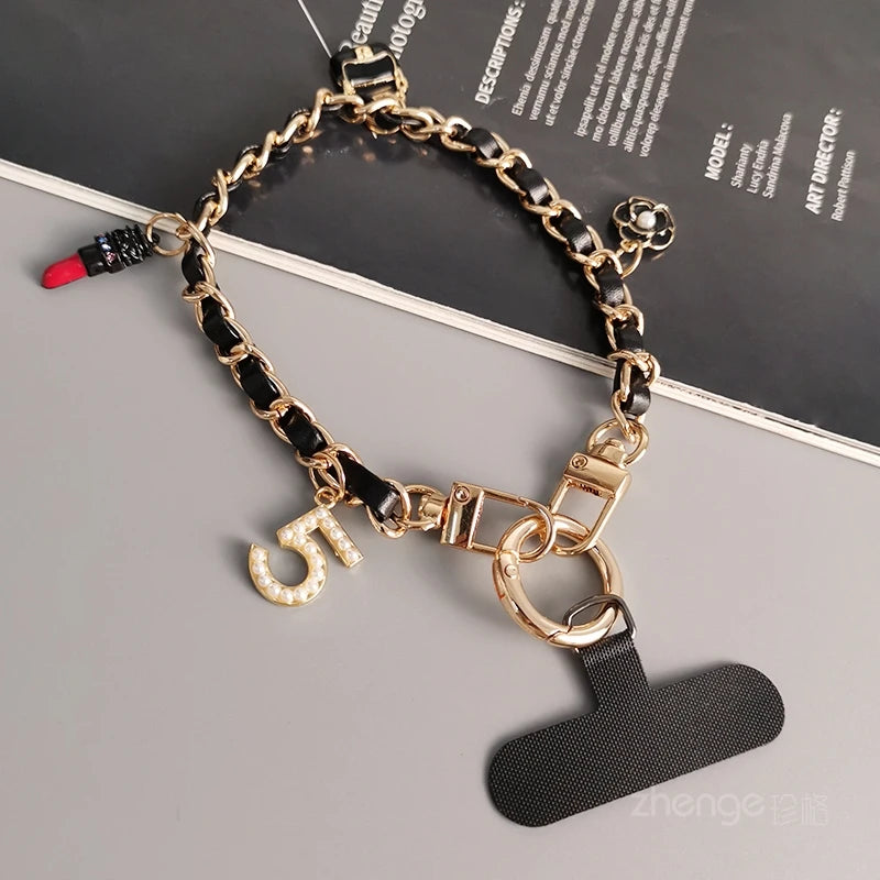 Mobile Phone Lanyard Pickup Carrying Chain Short Wrist Strap Style Phone Universal 5 Lipstick Strap Small Fragrant Wind Pendant