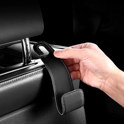 1pc car seat headrest hook, PU leather hook can hang storage box, wallet jacket, umbrella, grocery bag, internal accessories