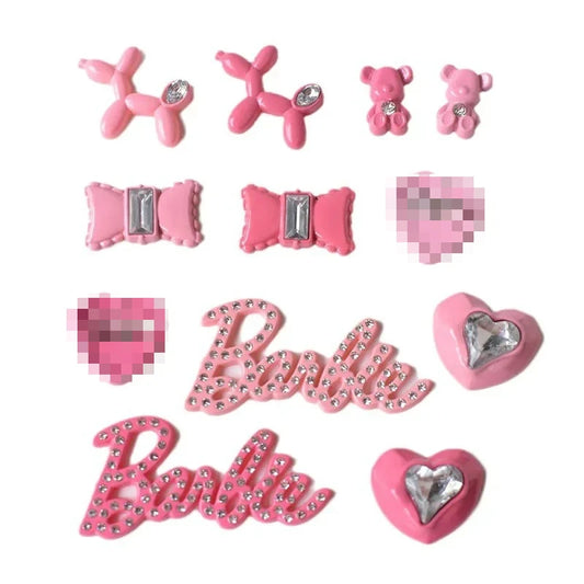 5pcs Cute Pink Series Cartoon Resin Flatback Cabochons for Diy Jewelry Making Handmade Crafts Materials