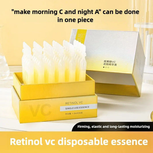Vitamin C  Retinol Anti-Aging Serum - Brightening Face Treatment, Wrinkle Repair, Dark Spot Corrector, Single-Use Ampoule 30pcs
