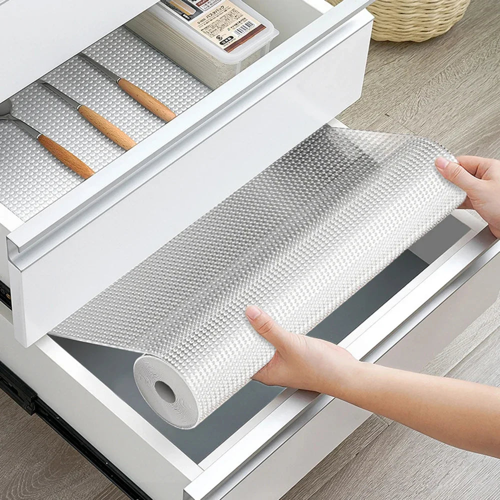1 Roll, 30x100cm Waterproof Non-Slip Plastic Shelf Liner Roll, Multipurpose Cabinet Drawer Mat Liner for Kitchen, Fridge, Table