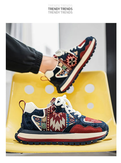 2025 Trend Print Mens Fashion Shoes Design Chunky Men Casual Sneaker Breathable Platform Sneakers Male Running Jogging Shoes