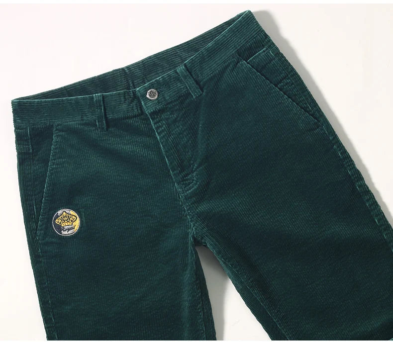 2024 Winter Corduroy Pants for Men Casual Stretch Cotton Straight  Mens Trousers Mid Waist Korean Style  Free Delivery Plus Size