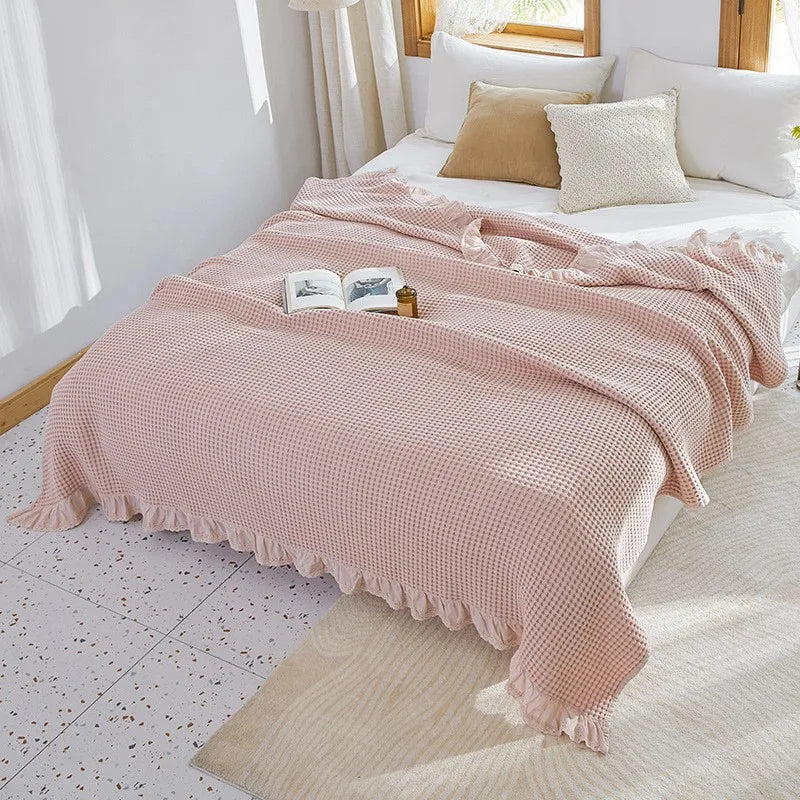 Summer Blankets 4 Layers Muslin Cotton Bedspread Blanket 150x200cm 200x230cm Soft Office Home Bedding Sleeping Quilt Blanket