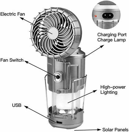 Camping, outdoor charging, horse light, solar fan, multifunctional emergency light, hanging lantern, emergency tent