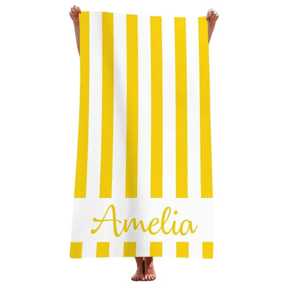 Striped Beach Towels Custom Name Beach Towel 3d Printed Microfiber Beach Towel Water Absorbing Personalized Bath Towel