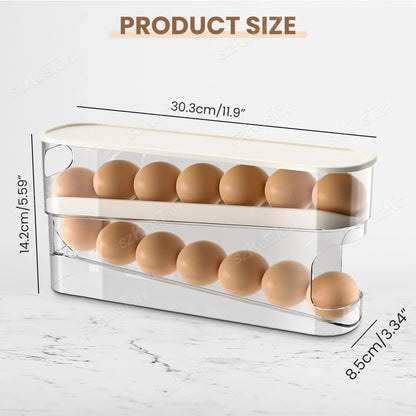 Egg Organizer Boxes Home Double Tiers Automatic Scrolling Egg Holder Refrigerator Storage Box for Fridge Kitchen Accessories