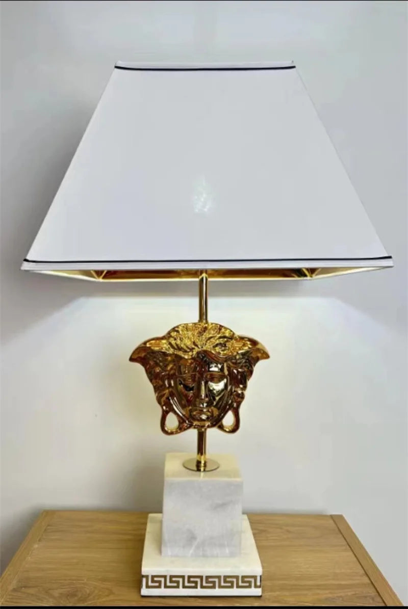 Modern LED Natural Marble Base Hardware Modern Light Luxury Bedside Lamp Decorative Lamp
