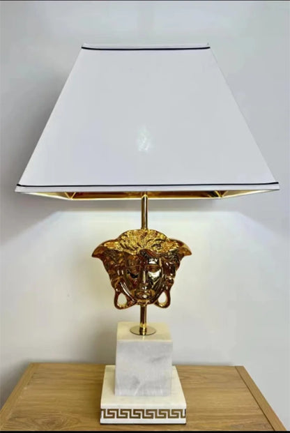 Modern LED Natural Marble Base Hardware Modern Light Luxury Bedside Lamp Decorative Lamp