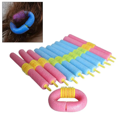 12PCS Soft Hair Curler Roller Curl Hair Bendy Rollers Flexible DIY Magic Hair Curlers Tool Styling Rollers Sponge Hair Curling