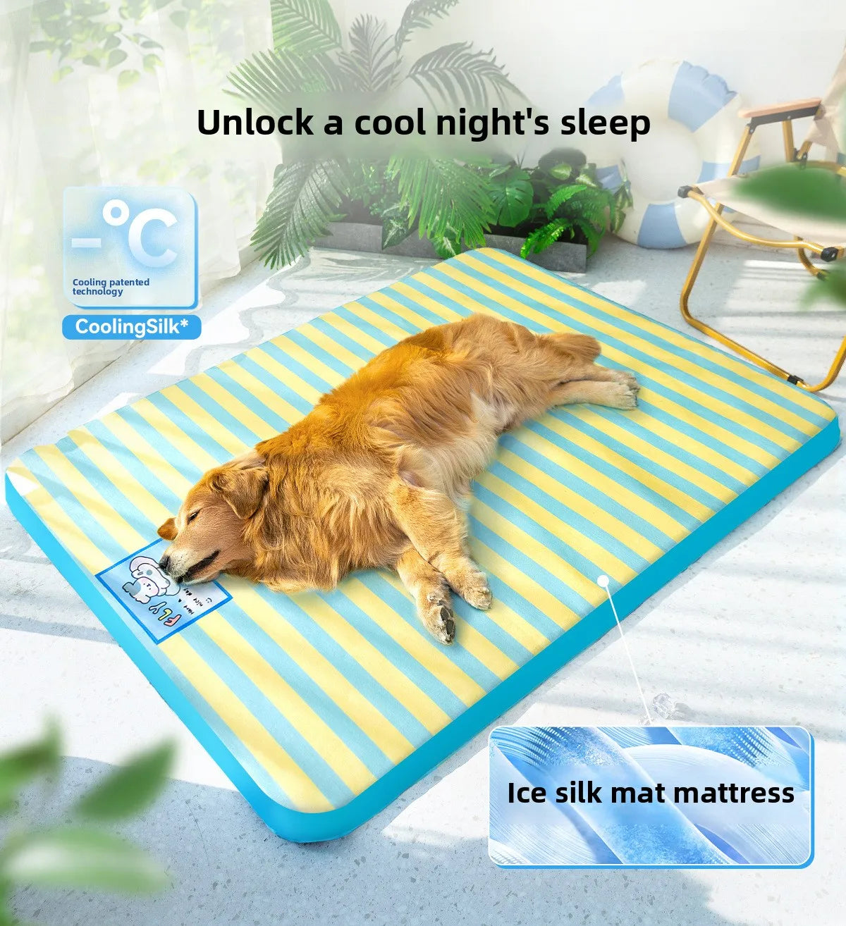 Summer dog cartoon striped ice silk mat, cat cooling mat, cooling cat bed, cooling bed, dog bed, pet bed