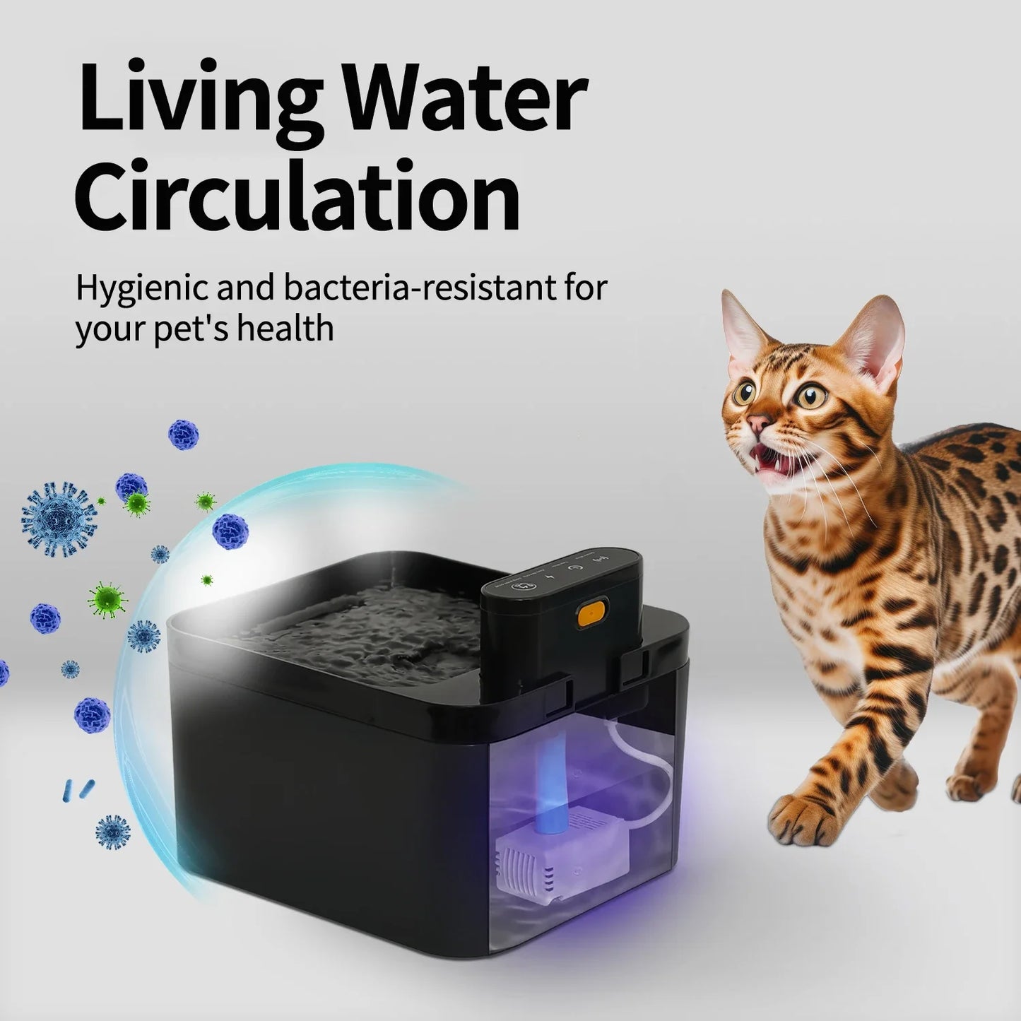 2.2LCat Water Fountain Battery & Sensor 2 in 1 Drinking Fountain For Cats Dog Drinker Wireless Pet Water Dispenser Accessories