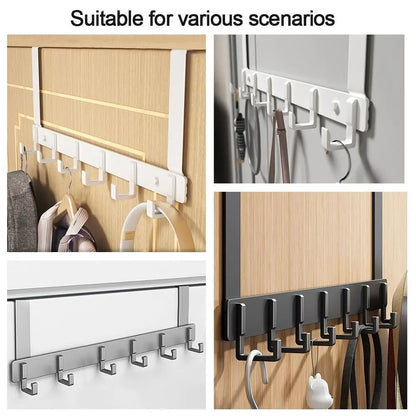 Hooks Over The Door 6 Hooks Clothes Coat Hat Towel Hanger Home Bathroom Organizer Rack Kitchen Accessories Holder
