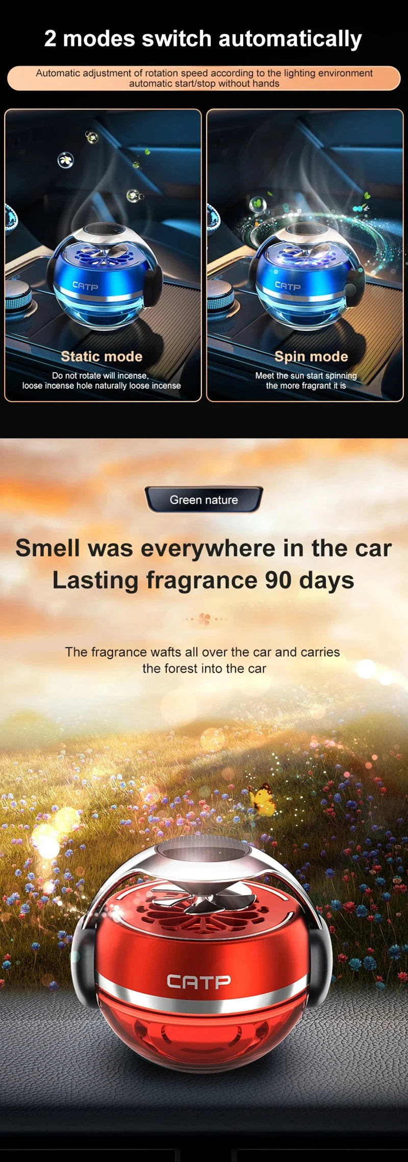 Car air freshener Solar Rotating Aroma Diffuser Home/car/bedroom/Perfumes Car perfumes decorations and accessories that men like