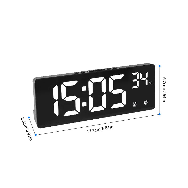 Multi-function Electronic Clock Multi-set Alarm Clock Mirror Clock Home Decoration Simple Large Screen Clock