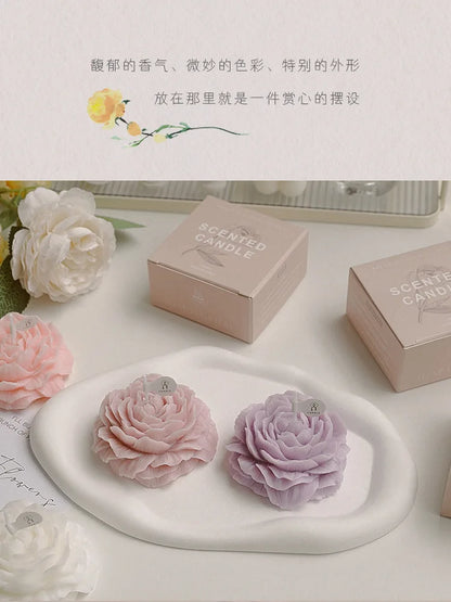 Peony Scented Candles, Handmade DIY Mini Floral Candles for Valentine's Day Gifts