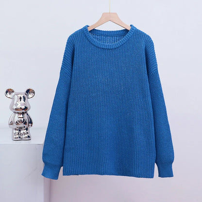 Women O-neck Long Sleeve Knitted Sweaters Autumn Winter Loose Knit Pullovers Lazy Style Oversized Sweaters Christmas Clothes