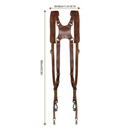 Dual Camera Strap Double Camera Harness Adjustable Leather Camera Straps Universal Camera Carrying Strap for Photographers