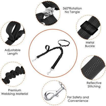 Double-headed Dog Safety Harness Pet Car Headrest Restraint Device Adjustable Tension Split Connection Safety Harness for Travel