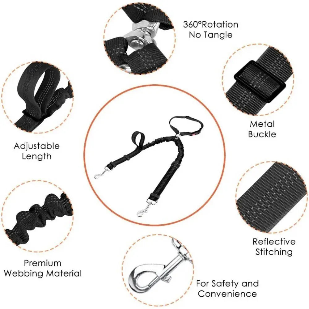 Double-headed Dog Safety Harness Pet Car Headrest Restraint Device Adjustable Tension Split Connection Safety Harness for Travel