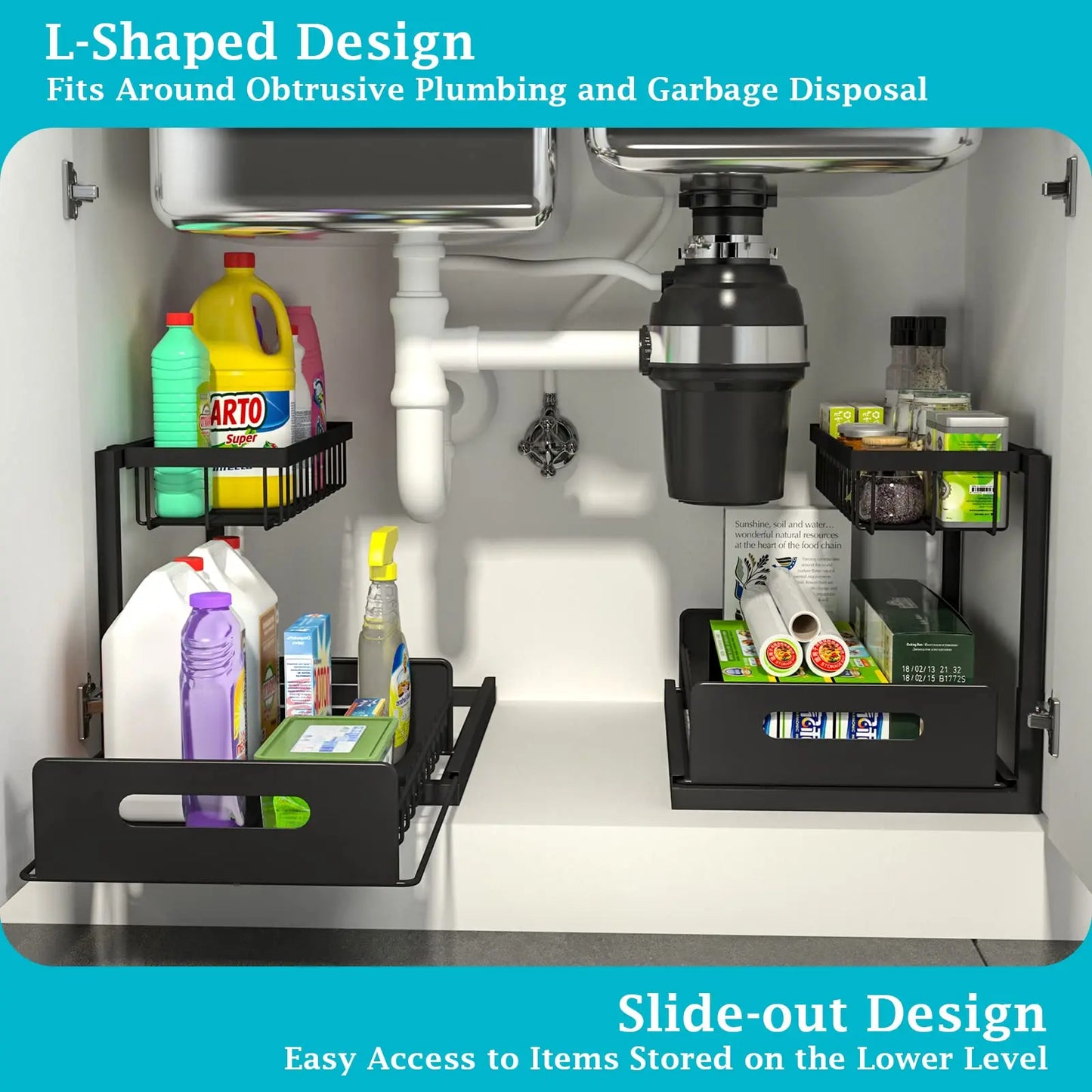 Caddy Garage Bathroom Drawer Organizer Utensils Small Cabinet Basket Stand Kitchen Container Under Sink Organizers And Storage
