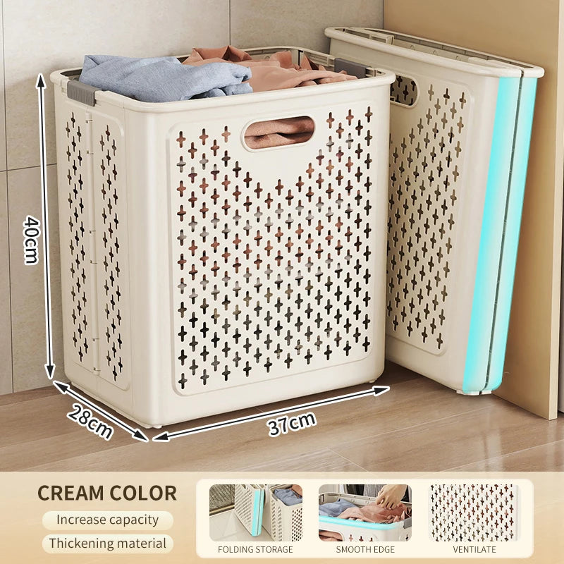 Foldable Laundry Baskets With Wheels Dirty Clothes Basket Large Capacity Cart Bathroom Multifunctional Storage Basket