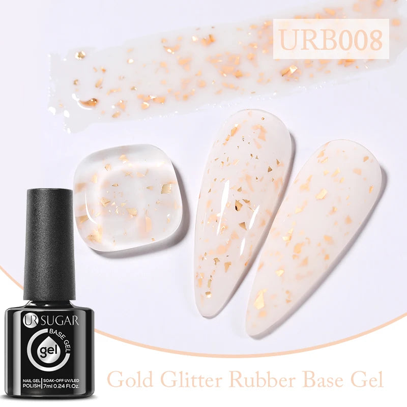 UR SUGAR 7ml Pale Pink Rubber Base Gel Nude Color Semi Permant Soak Off UV LED Self-leveling Gel Varnishes Great Coverage
