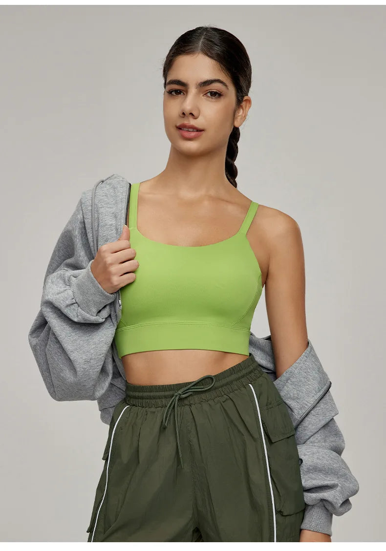 Sports Bra for Women, Shockproof Fixed Cup, Sexy and Beautiful Back, Breathable Fitness Bra with Chest Cushion