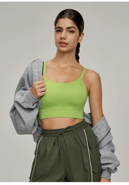 Sports Bra for Women, Shockproof Fixed Cup, Sexy and Beautiful Back, Breathable Fitness Bra with Chest Cushion