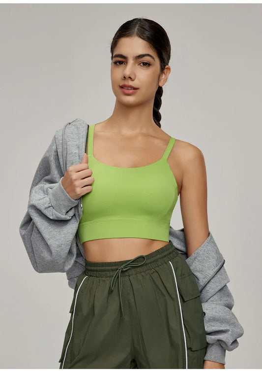 Sports Bra for Women, Shockproof Fixed Cup, Sexy and Beautiful Back, Breathable Fitness Bra with Chest Cushion