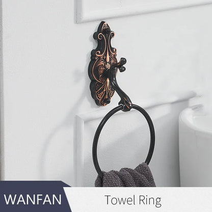 Robe Hooks European Style Brass Black Hangers For Clothes Towel Rack Clothes Hook Home Decoration Bathroom Hardware Set WF-88801