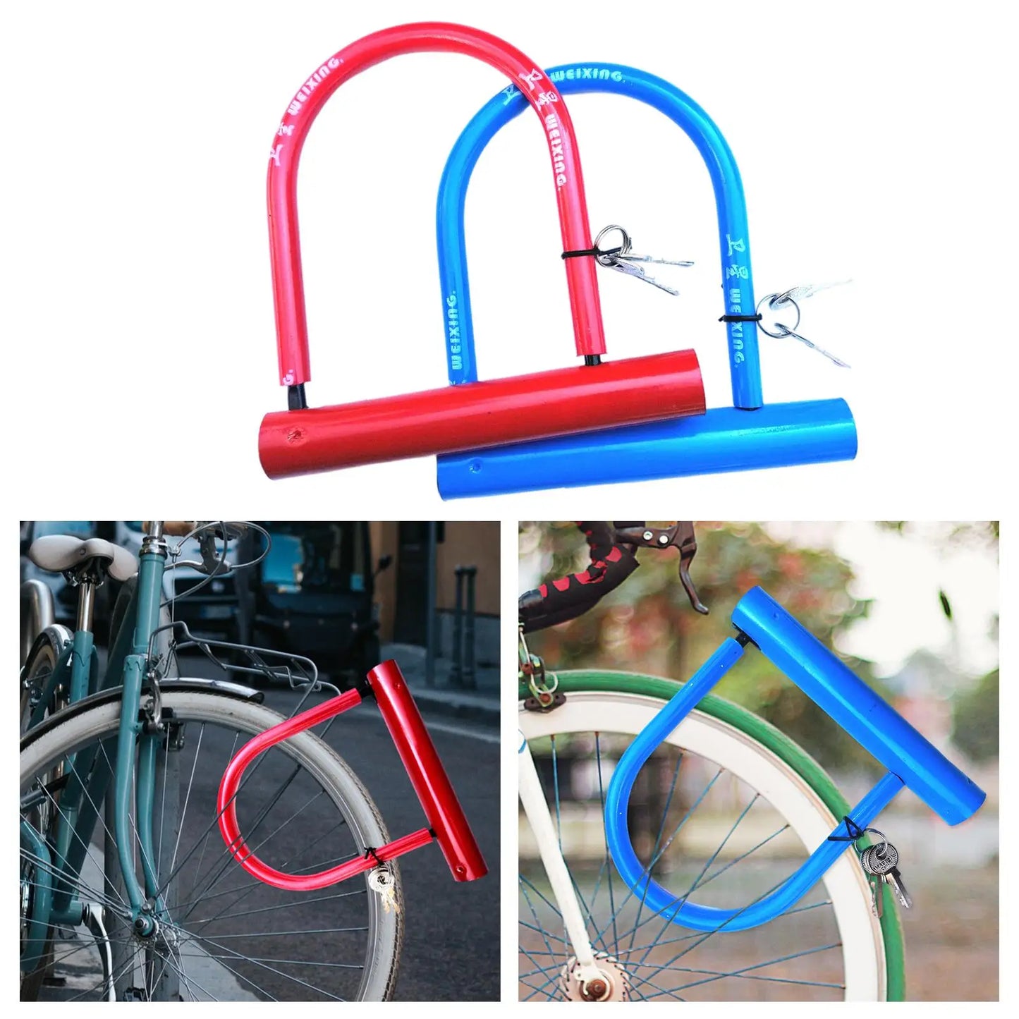 Mountain Road Bike U Lock Security Unbreakable Anti-Theft with 2 Keys