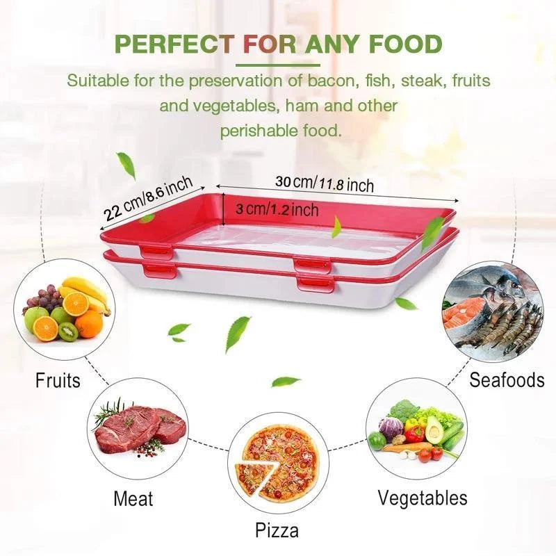 Food Preservation Tray BPA Free Reusable Stackable Food Tray Safety Plastic Food Refrigerator Storage Tray Keep Food Fresh Tray